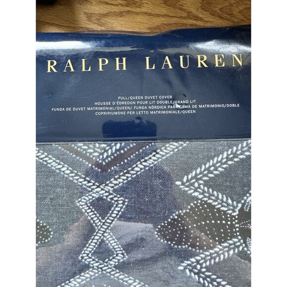 NWT Ralph Lauren Francois Full/Queen Duvet Cover Navy Blue 100% Cotton 96" x 92" - Picture 5 of 8